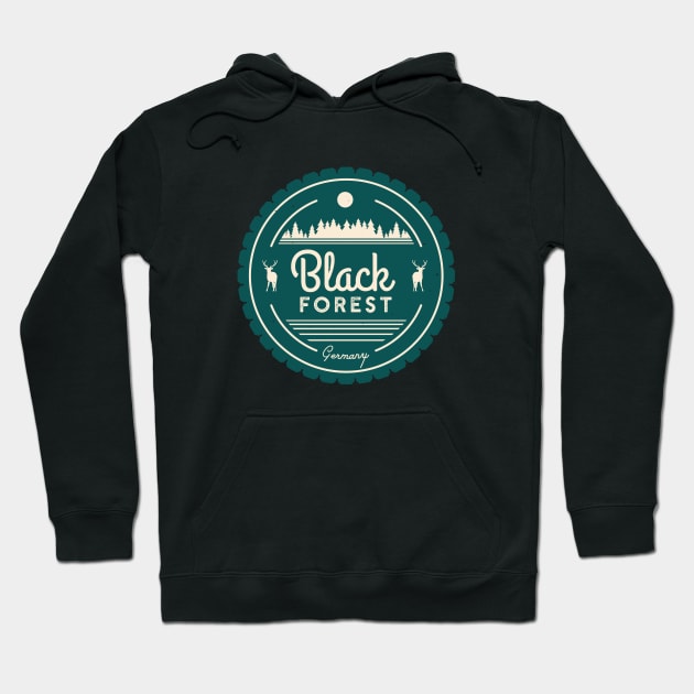 Black Forest Germany Vintage Forest Deer Hoodie by Foxxy Merch